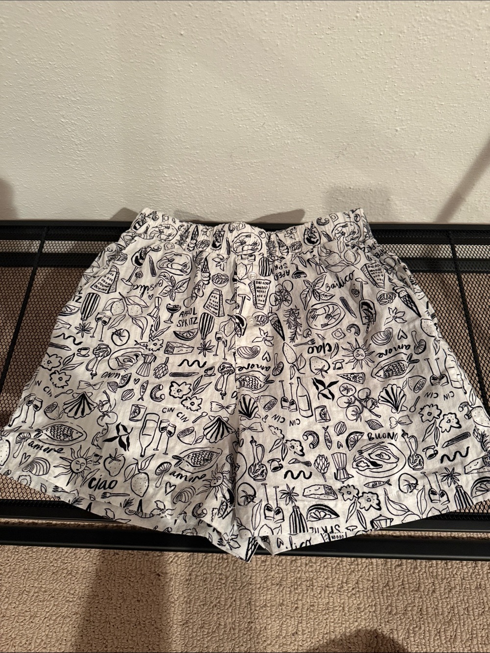 High-waisted Vacation Themed PJ Shorts